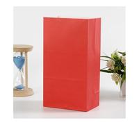50pcs 24x13x8cm Colored Kraft Paper Bags Packing Square Bottom Bags Wedding Candy Flat Pocket Red Paper Bag(Red)