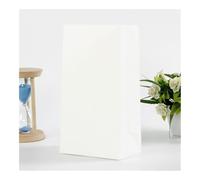 50pcs 24x13x8cm Colored Kraft Paper Bags Packing Square Bottom Bags Wedding Candy Flat Pocket Red Paper Bag(White)