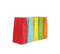 50pcs 24x13x8cm Colored Kraft Paper Bags Packing Square Bottom Bags Wedding Candy Flat Pocket Red Paper Bag(Light rose red)
