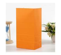 50pcs 24x13x8cm Colored Kraft Paper Bags Packing Square Bottom Bags Wedding Candy Flat Pocket Red Paper Bag(Orange)