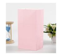 50pcs 24x13x8cm Colored Kraft Paper Bags Packing Square Bottom Bags Wedding Candy Flat Pocket Red Paper Bag(Pink)
