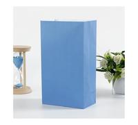 50pcs 24x13x8cm Colored Kraft Paper Bags Packing Square Bottom Bags Wedding Candy Flat Pocket Red Paper Bag(MaBlue)