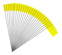 50pcs 2x3" Marking Flags with Steel Pole Vinyl Stake Flags Markers Lawn Flags for Yard Industrial Underground Utilities Sprinkler Sewers Landscaping Surveying Pet Boundary (Yellow)