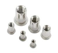 50pcs 304 Stainless Steel Rivet Nut Assort Set Flat Head Threaded Rivetnut Insert Metric Rivet Nuts M3-M10
