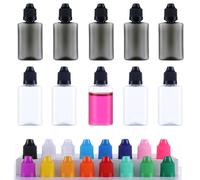 50PCS 30m Squeeze Bottle with Funnel and Lid Measure Store Liquids Child-proof Lock Squeezy Bottles Small Travel Dropper Containers for Home Travel Work (30ML White lid,Black bottle)