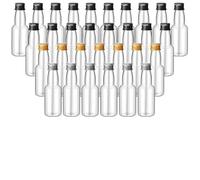 50Pcs 30ml 50ml 60ml 100ml 150ml Empty Plastic Juice Bottles with Black Lids, Clear Reusable Smoothie Bottles Plastic PET Bottle for Homemade Juice Drinks and Milk (60ML thick neck,Golden)