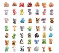 50pcs 3D Animal Stickers, Cartoon Creature Decals for Laptops, Water Bottles, Luggage, Journals, Scrapbooks, Notebooks, Helmets, Bumpers, Walls, Windows, Phones, Guitars, Skateboards, Bikes, Cases