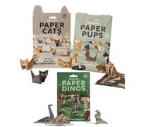 50Pcs 3D Paper Cats Origami Kit, DIY Cat/Dog/Dinosaur Origami Papers Craft Kit, Origami Animal Shaped Decoration Kit, Origami Set for Adults Kids, Desk Decoration & Gift for Animal Lovers,Pack of 3