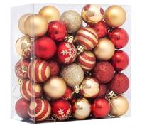 50Pcs 40Mm Red And Gold Christmas Baubles For Christmas Tree, Christmas Balls Ornaments Small Xmas Baubles, Christmas Hanging Ball For Holiday Wedding Party Decoration