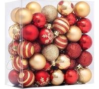 50pcs 40mm Red and Gold Christmas Baubles - Xmas Tree Balls and Ornaments