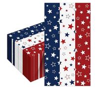 50Pcs 4th of July Napkins Independence Day Party Supplies Patriotic Paper Napkins Rectangle Red White Blue Disposable Star Napkins Memorial Day 4th of July Party Decorations Tissues