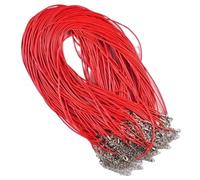 50PCS 50CM Necklace String Black Blue Purple Pink Leather Rope Cords For Necklaces Making Findings DIY Jewelry Accessories(Red)