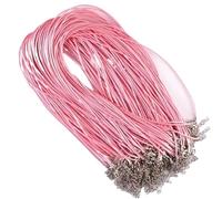50PCS 50CM Necklace String Black Blue Purple Pink Leather Rope Cords For Necklaces Making Findings DIY Jewelry Accessories(Pink)