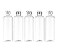 50Pcs 5ml 10ml 20ml 30ml 50ml 60ml 80ml 100ml 120ml Leak-Proof ClearJuice Bottles Plastic Bottle with Leak-Proof Lids, Reusable Drink Containers for Home Picnic Office Gifts (60ML,Silver cover)