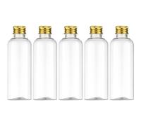 50Pcs 5ml 10ml 20ml 30ml 50ml 60ml 80ml 100ml 120ml Leak-Proof ClearJuice Bottles Plastic Bottle with Leak-Proof Lids, Reusable Drink Containers for Home Picnic Office Gifts (50ML,Gold cover)