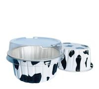 50Pcs 5oz Aluminum Foil Baking Cups Cupcake Muffin Liners Pudding Dessert Cups for Wedding Birthday(Black and White)