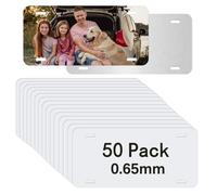 50pcs 6x12x0.65mm Sublimation Plates White Metal Aluminum for Automotive Front License Plate