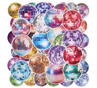 50pcs 70s 80s Vintage Retro Disco Ball Stickers - Aesthetic Disco Party Theme for Water Bottles, Laptop, Luggage, Scrapbook, Birthday