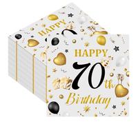 50pcs 70th Birthday Paper Napkins, Premium Grey and Gold Happy Birthday Napkins Disposable Luncheon Cocktail Party Paper Beverage Napkin for Anniversary Birthday's Party Decorations, 13 x 13 Inches