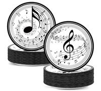 50pcs 7inch Musical Note Plates Music Themed Tableware Newborn Baby Shower Musical Notes Disposable Paper Dinnerware for Picnic Dessert Kids Party Baby Shower Birthday Music Party Decorations
