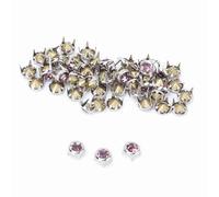 50PCS 7mm Crystal Claw Beads Nailhead, DIY Silver Round Rhinestone Nailhead Studs, Spikes Leather Rivets Spike Studs Decorative Rivets for DIY Leather Craft (7mm Silver-Edged Pink Diamond with