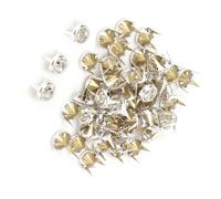 50PCS 7mm Crystal Claw Beads Nailhead, DIY Silver Round Rhinestone Nailhead Studs, Spikes Leather Rivets Spike Studs Decorative Rivets for DIY Leather Craft (7mm Silver-Edged White Diamond with