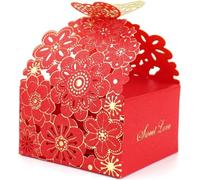 50PCS 7x6.5x8.5CM Laser Wedding Party Favor Box Candy Chocolate Gift Boxes 3D Butterfly Flower Candy Cookie Small Gift Box Present Boxes DIY Candy Boxes for Wedding Birthday Baby Shower Party,A
