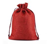 50Pcs 7x9 8x10cm Drawstring Natural Burlap Bag Jute Bags Multi Size Jewelry Packaging Wedding Bags With Bags(Red wine,8x10cm)