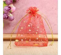 50pcs 7x9/9x12/10x15/13x18cm Star Moon Organza Gift Bags Mini Sachet Gold Color Drawstring Bag Jewelry Packaging Pouches