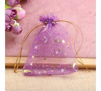 50pcs 7x9/9x12/10x15/13x18cm Star Moon Organza Gift Bags Mini Sachet Gold Color Drawstring Bag Jewelry Packaging Pouches