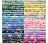 50PCS 8 x 8 inch Flroal 100% Cotton Fat Quarters Fabric for Sewing and Quilting Bundles Precut Fabric Square for DIY Craft Patchwork