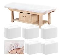 50PCS 84x35in Disposable Fitted Massage Table Sheets with Elastic, Breathable Disposable Massage Table Cover, Non Woven Fabric Spa Bed Covers, Single Use for Beauty Salon Wax Tattoo Facial Lash Bed