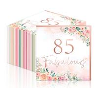 50Pcs 85th Birthday Napkins Fabulous Party Decorations for Rose Gold Floral Theme Dinner Napkins Happy 85 Year Old Birthday Napkin Table Decor Parties Supplies for Women 85th Party Favor Decor