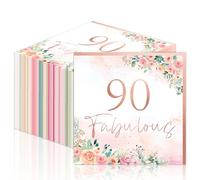 50pcs 90th Birthday Party Napkins Disposable Fabulous Rose Gold Floral Paper Napkins Supplies Decorations Happy 90th Birthday Party Napkins Set for Women Party Favor Decor Holidays Supplies