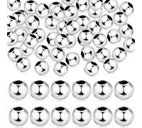 50Pcs 925 Sterling Silver Beads for Jewelry Making, 3mm Sterling Silver Spacer Beads Smooth Small Silver Beads, Seamless Silver Beads Round Ball for DIY Jewelry Ring Bracelet Necklace Earring