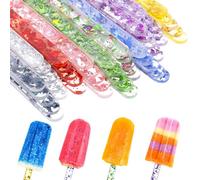 50PCS Acrylic Popsicle Sticks, 10 Colors Reusable Cakesicle Sticks, Glitter Ice Pop Stick for Cake, Candy, Dessert, Gifts, Party Craft, Art Projects (4.5 Inch)