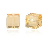 50pcs Adabele Austrian 6mm Faceted Cube Crystal Beads Golden Yellow Champagne Compatible with Swarovski Crystals Preciosa 5601 SSC628