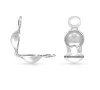 50pcs Adabele Authentic Sterling Silver Small Clamshell Calotte Bead Tip End Cap Knot Cover 2 Closed Ring (Small 3mm Cup) for Jewelry Making SS295-1