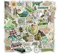 50pcs Aesthetic Green Stickers, Waterproof Die-Cut VSCO Sticker Bundle for Laptops, Water Bottles, Journals, and Scrapbooks