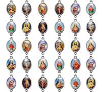 50Pcs Alloy Double-Sided Picture Jesus Enamel Our Lady Miraculous Medal Charms Bracelet Cross Connector Charms Pendant Chandelier Link For Jewelry Making DIY Rosary Beads Necklace Bracelet, Enamel