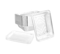 50Pcs Aluminium Foil Trays with Paper Lids,20x10.5x6.5cm Rectangular Food Containers,1150ml Takeaway Tin Foil Trays for Baking, BBQ, Roasting, Grilling & Food Storage,Microwave, Air Fryer & Oven Safe