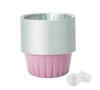 50Pcs Aluminum Cups, 125ml/5.0oz Baking Cups, Foil Cupcake Liners with 50Pcs Lids 2.5x1.3 Mini Aluminium Creme Ramekins Cupcake Liners for Baking