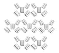 50pcs Aluminum Double Hole Wire Rope Crimp Sleeve 6mm Ferrule Clamp | Corrosion Resistant, Secure Locking Grip, for Garden Tensioning and Rigging, Silver Finish, Cable Use