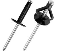 50Pcs Aluminum Tri Fold Blind Rivets, Half Black, Ø4.0x20 Large Head 12mm | Aluminum Alloy, Folding Blind Rivets, Tri-fold Exploding Pop Rivets, For Soft or Plastic Materials, Tri Grip Rivets