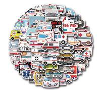 50Pcs Ambulance Stickers for Kids Teens Adults Boys Girls Gift,Aesthetic Stickers Pack for Laptop,Skateboard,Luggage,Car,Bike, Cup,Computer,Water Bottle Decor,Funny EMS Vinyl Waterproof Stickers