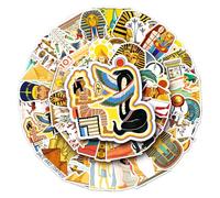 50PCS Ancient Egypt Stickers, Vinyl Decal Featuring Pharaohs Hieroglyphs Pyramids & Egyptian Gods, Scrapbook Sticker for Water Bottles Laptop Journals School Projects Crafting