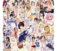 50Pcs Anime Sexy Girl Waifu Stickers - Waterproof Vinyl for Computer, Water Bottle, Skateboard, Car, Bike, Luggage - Bilibunny Hydroflask Accessories for Adult