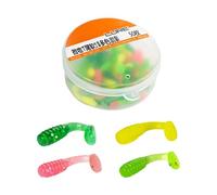 50pcs Artificial Bait Fishing Lures Small Paddle Tail Swimbait Trout T Tail Lures Saltwater Fishing Swimming Mixed Color Artificial