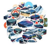 50Pcs Artistic Mount Fuji Stickers Waterproof Mount Fuji Sticker for Water Bottle Laptop Phone Cases Planner Skateboard Luggage Helmet Party Decor Ideal for Adults Teens Teacher Rewards C4B941D