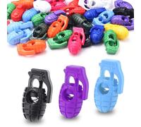 50Pcs Assorted Colors Grenade Shape Plastic Spring Cord Lock, Cord Stop Toggles Stoppers for Drawstring Paracord Elastic Shoelaces Clip Locks Glove String Lock